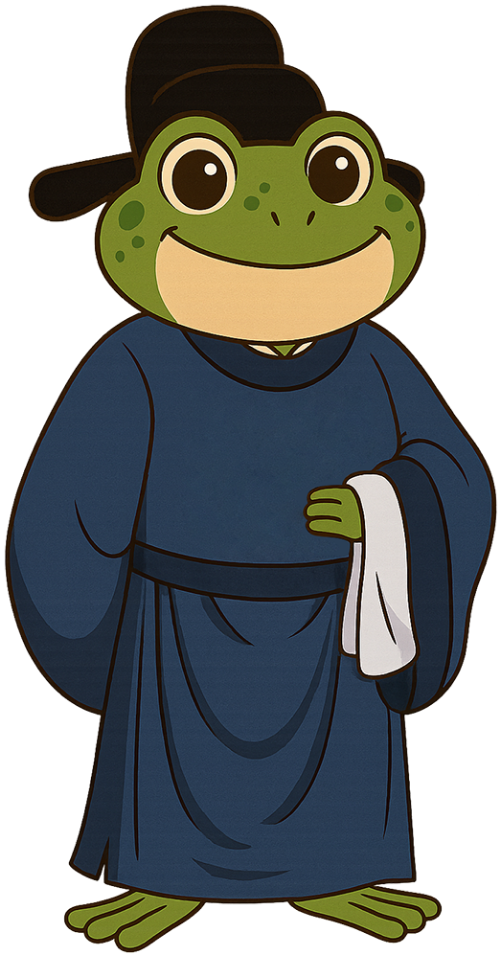 Ếch, vui vẻ, việt phục, dễ thương, frog, cheerful, traditional Vietnamese attire, cute