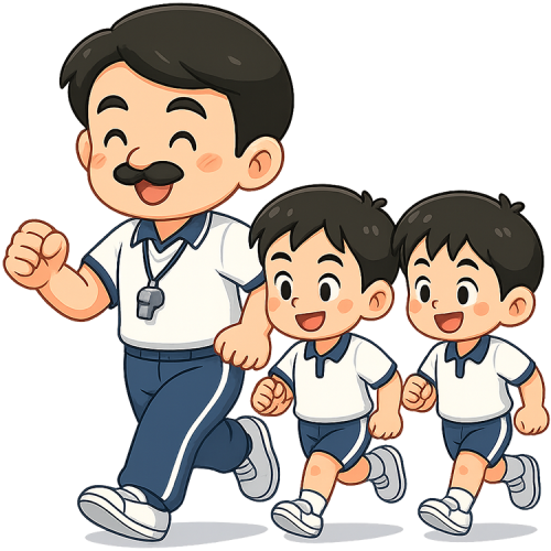 Giáo viên, thầy giáo, học sinh, chạy bộ, teacher, male teacher, students, jogging