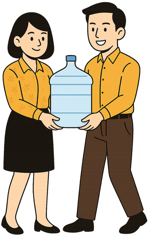 Cô gái, bê đồ, phụ nữ, chàng trai, đàn ông, văn phòng, thùng nước, girl, carrying things, woman, young man, man, office, water barrel