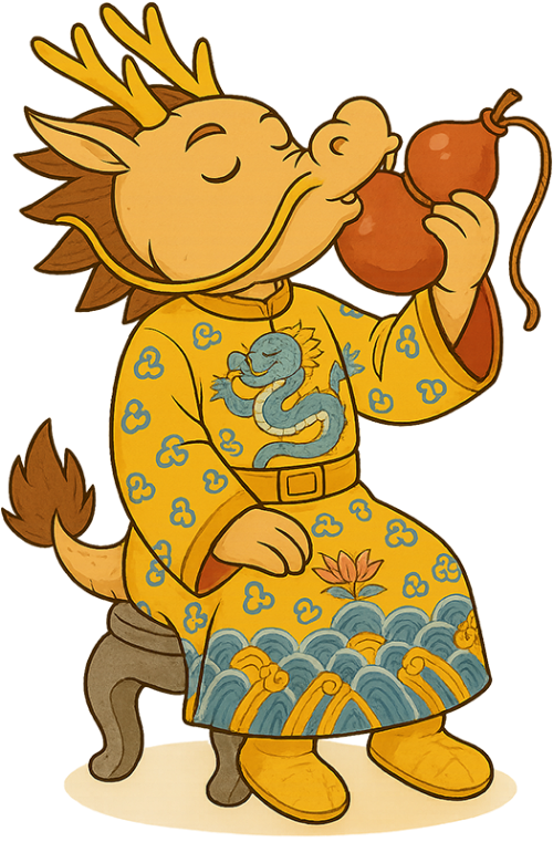 Rồng, vui vẻ, long bào, hồ lô, ghế đá, dễ thương, dragon, cheerful, imperial robe, gourd, stone bench, cute