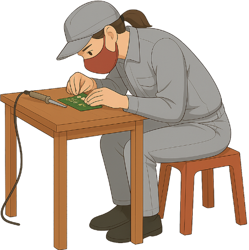 Cô gái, kiểm tra, phụ nữ, công nhân, linh kiện, bàn, ghế, girl, checking, woman, worker, component, table, chair