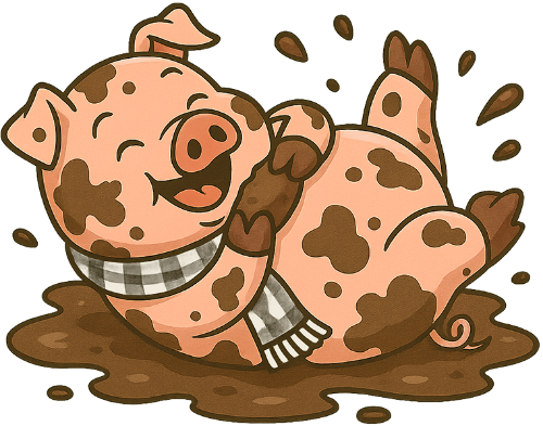 Heo, tắm bùn, lợn, khăn rằn, vũng bùn, dễ thương, pig, mud bathing, hog, checkered scarf, mud puddle, cute