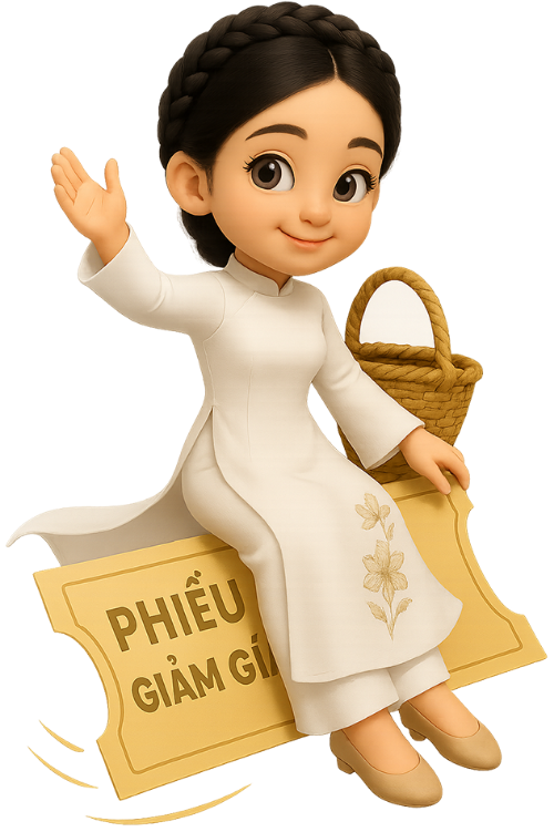 Cô gái, vui vẻ, phụ nữ, giỏ tre, phiếu giảm giá, girl, cheerful, woman, bamboo basket, discount voucher