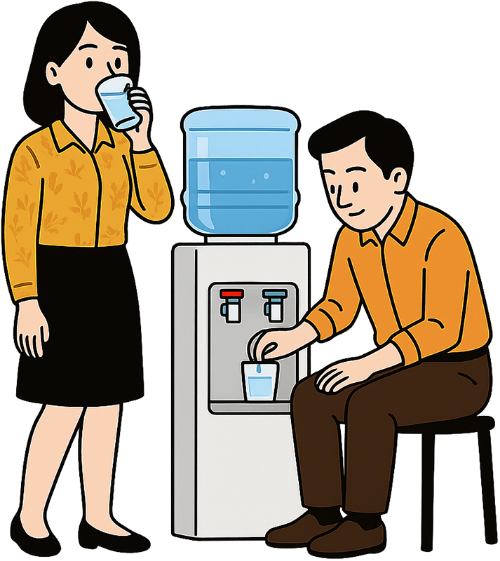Cô gái, lấy nước, phụ nữ, chàng trai, đàn ông, văn phòng, máy lọc nước, ghế, girl, getting water, woman, young man, man, office, water dispenser, chair