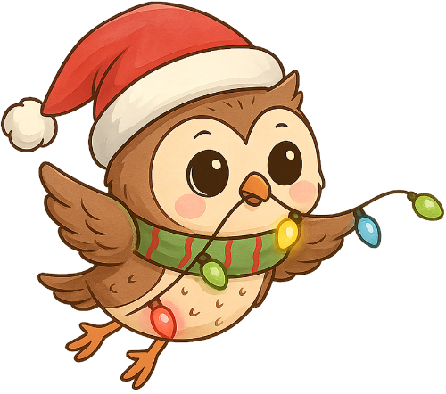 Cú, vui vẻ, chim, chim cú, khăn len, mũ giáng sinh, đèn led, owl, cheerful, bird, owl, wool scarf, santa hat, led lights
