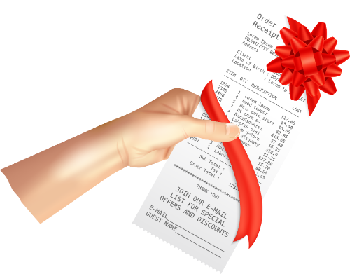 Hóa đơn, bàn tay, bill, receipt, ruy băng, ribbon, hand, paper