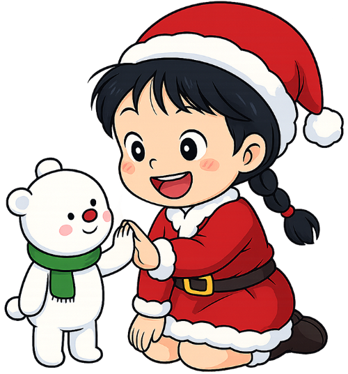 Cô bé, vui vẻ, cô gái, giáng sinh, trang phục giáng sinh, mũ giáng sinh, túi quà giáng sinh, gấu bông, gấu tuyết, little girl, cheerful, young woman, christmas, christmas outfit, santa hat, christmas gift bag, teddy bear, snow bear 2
