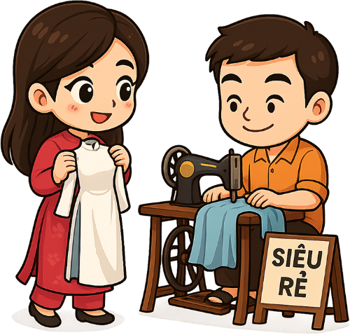 Cô gái, mua sắm, phụ nữ, chàng trai, thợ may, áo dài, biển quảng cáo, girl, shopping, woman, young man, tailor, ao dai, billboard