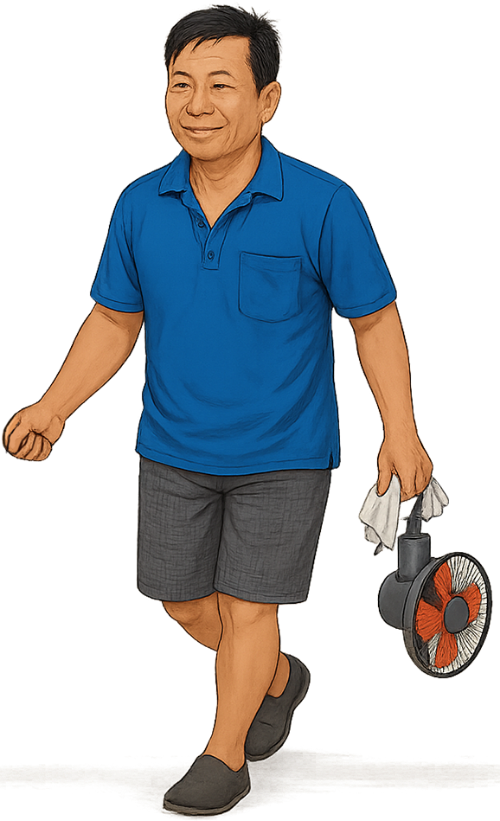 Ông chú, sửa quạt, đàn ông, thợ sửa chữa đồ điện, quạt máy, uncle, repairing fan, man, electrical appliance repairman, electric fan