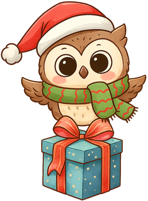 Cú, vui vẻ, chim, chim cú, khăn len, mũ giáng sinh, món quà, owl, cheerful, bird, owl, wool scarf, santa hat, gift