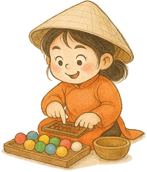 Cô gái, tính toán, phụ nữ, nón lá, đất nặn, cái chén, girl, calculating, woman, conical hat, modeling clay, small bowl, cute