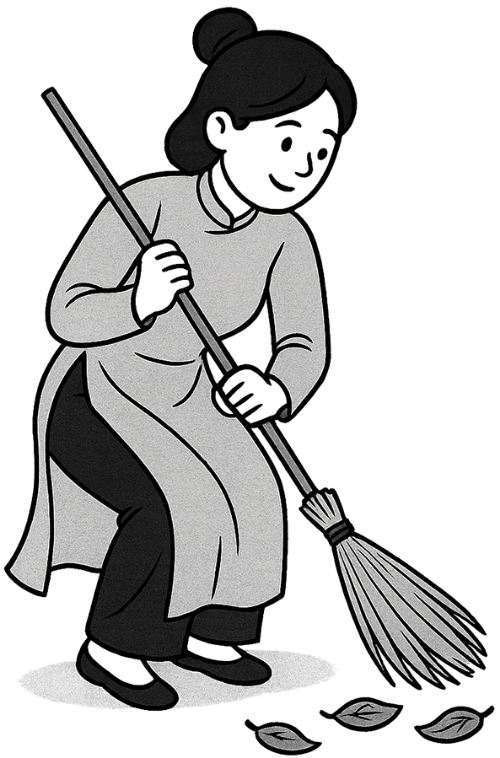 Cô gái, quét dọn, phụ nữ, vui vẻ, chổi, girl, sweeping, woman, cheerful, broom