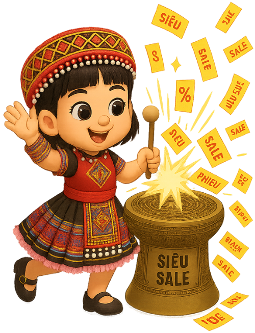 Cô gái, trống đồng, phụ nữ, vui vẻ, phiếu giảm giá, girl, bronze drum, woman, cheerful, discount voucher