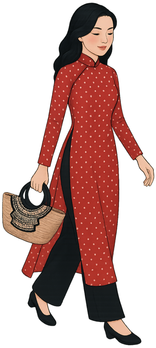 Cô gái, đi dạo, phụ nữ, túi xách, áo dài, young woman, strolling, woman, handbag, traditional Vietnamese dress (áo dài) 3