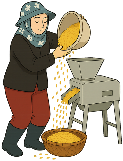 Cô gái, tách lúa, phụ nữ, thau lúa, máy tách lúa, girl, separating rice, woman, rice basin, rice separator machine