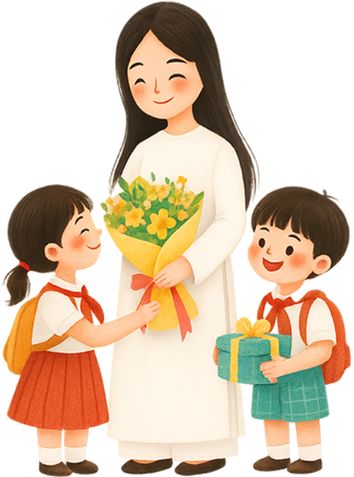 Giáo viên, cô giáo, teacher, học sinh, student, tặng quà, nhà giáo Việt Nam, 20/11 1
