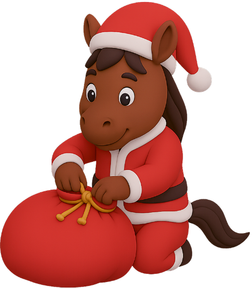 Ngựa, vui vẻ, con ngựa, giáng sinh, trang phục giáng sinh, mũ giáng sinh, túi quà, horse, cheerful, horse, christmas, christmas outfit, santa hat, gift bag 3