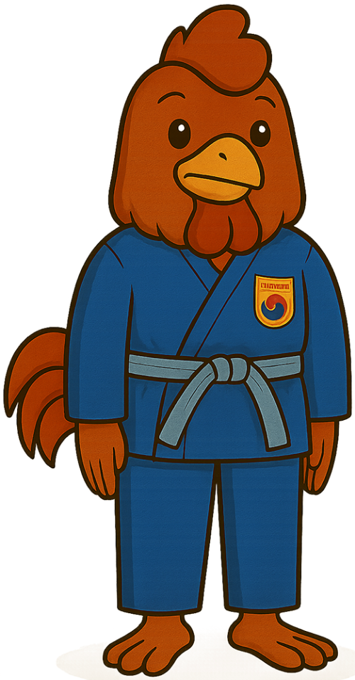 Gà, gà trống, đứng nghiêm, võ thuật, đồng phục võ đường, dễ thương, chicken, rooster, standing at attention, martial arts, dojo uniform, cute
