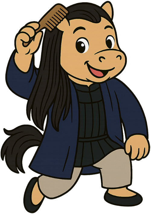Ngựa, chải tóc, việt phục, lược, vui vẻ, dễ thương, horse, combing hair, traditional Vietnamese attire, comb, cheerful, cute