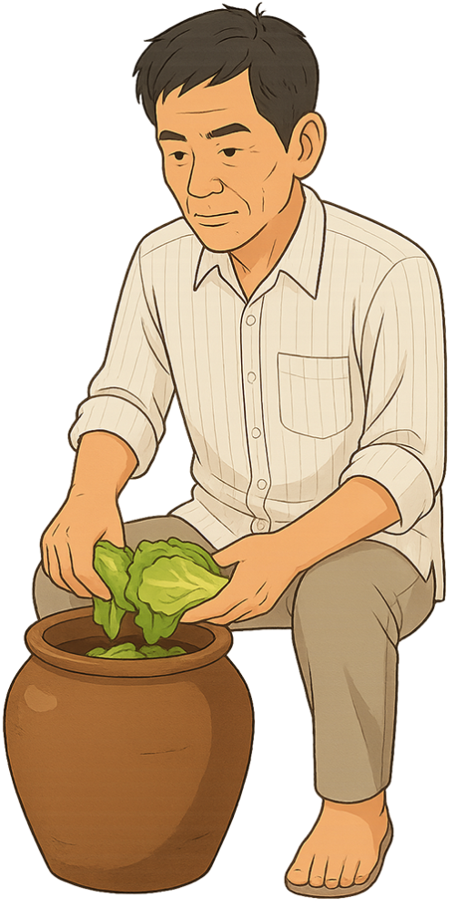Ông chú, ngâm cải, đàn ông, xà lách, chum, uncle, pickling vegetables, man, lettuce, jar