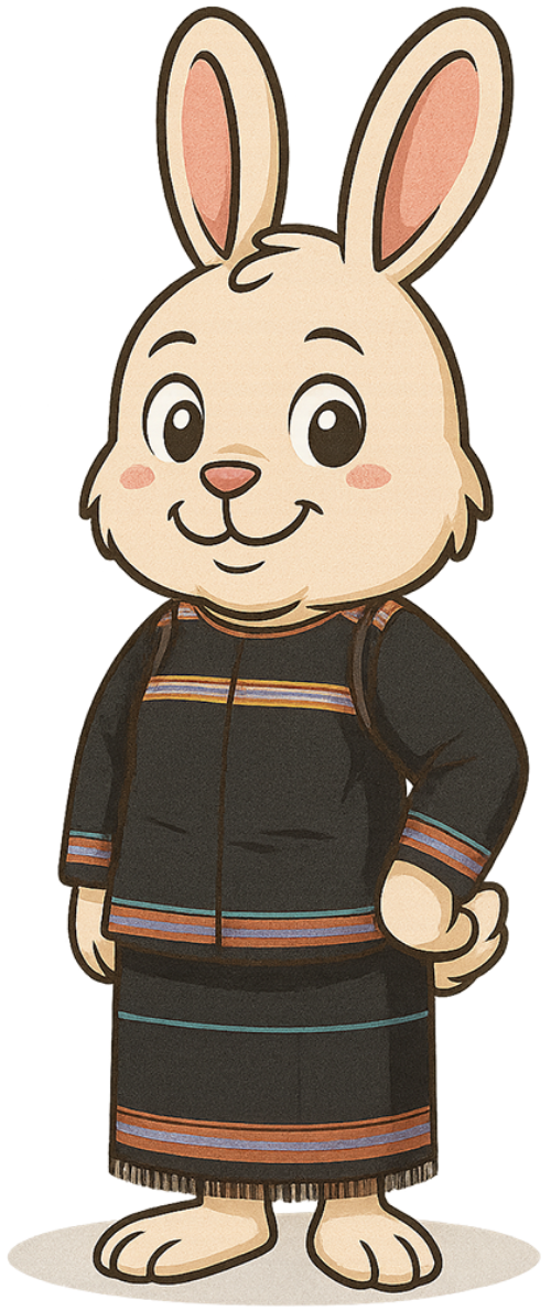 Thỏ, vui vẻ, trang phục dân tộc, dễ thương, rabbit, cheerful, ethnic costume, cute