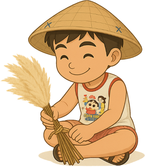 Cậu bé, vui vẻ, chàng trai, cây lau, nón lá, dễ thương, boy, cheerful, young man, mop, conical hat, cute