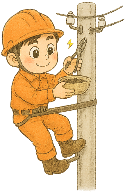 Thợ điện, sửa chữa, chàng trai, trụ điện, kiềm cắt, dây điện, dễ thương, electrician, repairing, young man, utility pole, cutting pliers, electric wire, cute