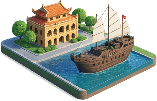 Mô hình, bến nhà rồng, đường xá, cây, cỏ, sông, thuyền, model, nha rong wharf, roads, tree, grass, river, boat