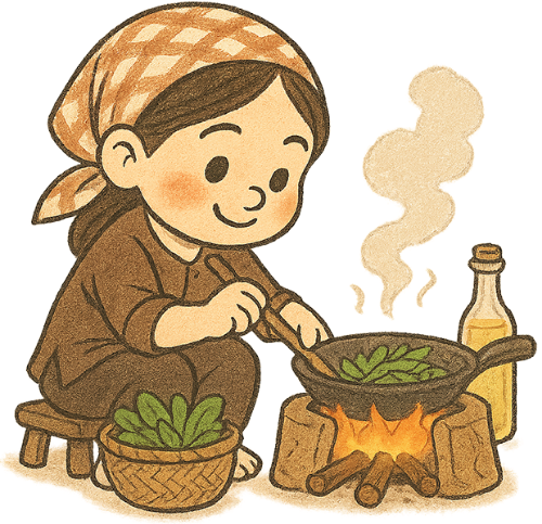 Cô gái, nấu ăn, phụ nữ, giỏ tre, nồi, chai dầu, dễ thương, girl, cooking, woman, bamboo basket, pot, oil bottle, cute