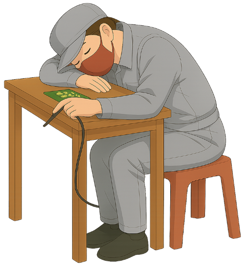 Cô gái, ngủ gục, phụ nữ, công nhân, linh kiện, bàn, ghế, girl, dozing off, woman, worker, component, table, chair