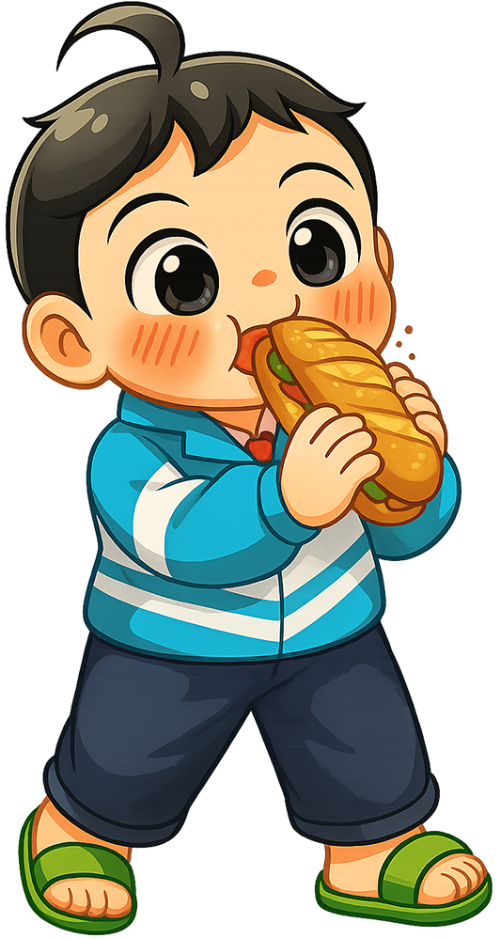 Ăn bánh mì, học sinh, bánh mì, bé trai, student, boy 1