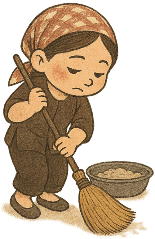 Cô gái, quét sân, phụ nữ, chổi, thau rác, dễ thương, girl, sweeping yard, woman, broom, dustpan, cute