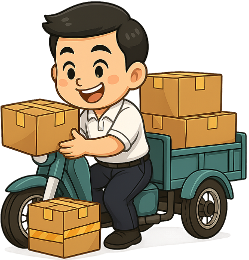 Chàng trai, giao hàng, đàn ông, thùng hàng, xe ba gác, young man, delivery, man, package, cargo tricycle