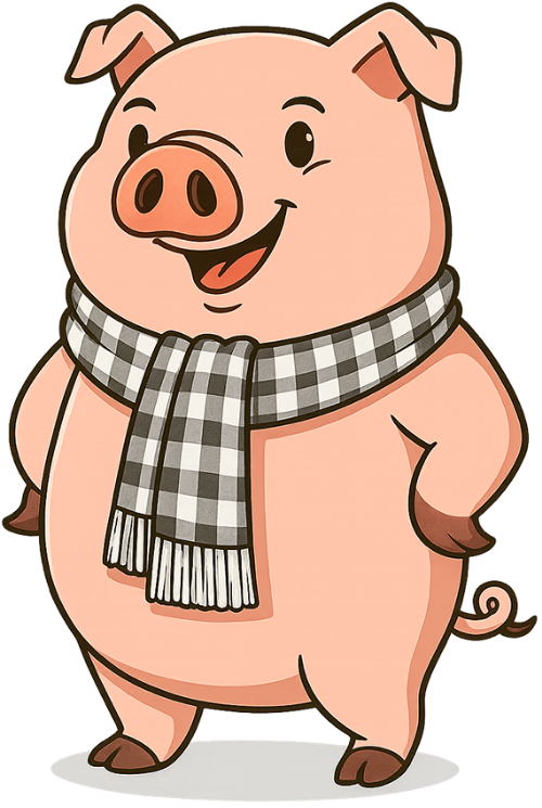 Heo, chống nạnh, lợn, khăn rằn, dễ thương, pig, hands on hips, hog, checkered scarf, cute