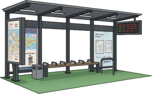 Trạm xe buýt, trạm dừng, hoạt hình,  bus stop, bus station, animation