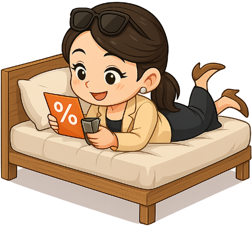 Cô gái, mua sắm, phụ nữ, kính râm, phiếu giảm giá, giường, girl, shopping, woman, sunglasses, discount voucher, bed