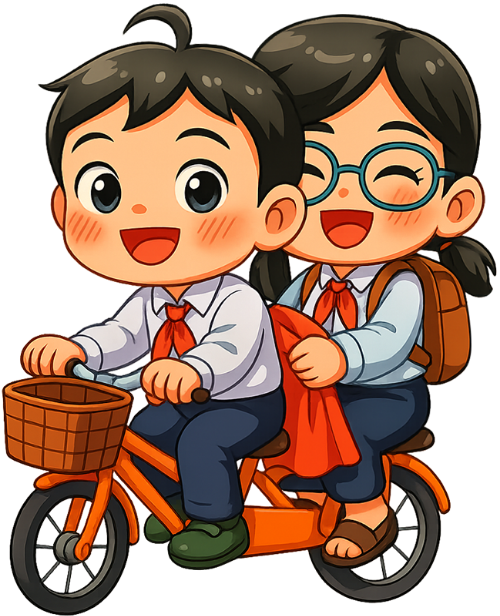 Đạp xe, bé trai, bé gái, cycling, học sinh, boy, girl, student 4