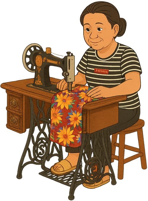 Bà cô, may đồ, phụ nữ, máy may, ghế, aunt, sewing clothes, woman, sewing machine, chair 3