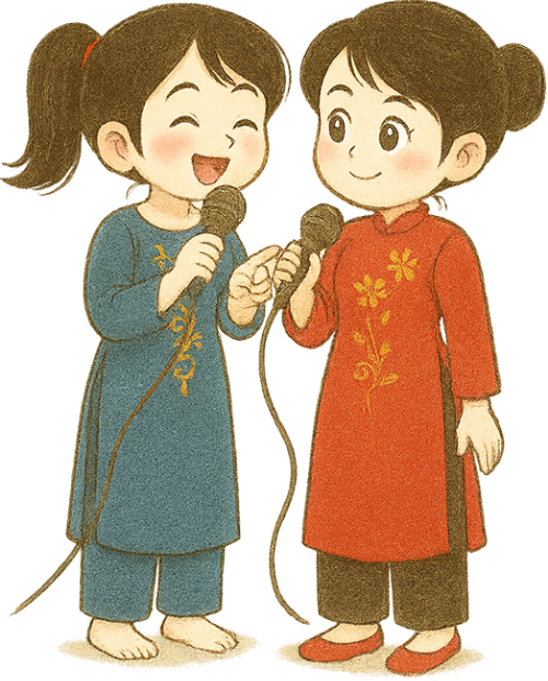 Cô gái, song ca, phụ nữ, ca hát, vui vẻ, micro, girl, singing duet, woman, singing, cheerful, microphone