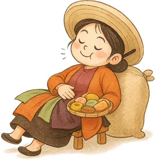 Cô gái, ngủ, phụ nữ, giỏ bánh, ghế, vui vẻ, dễ thương, girl, sleeping, woman, basket of snacks, chair, cheerful, cute