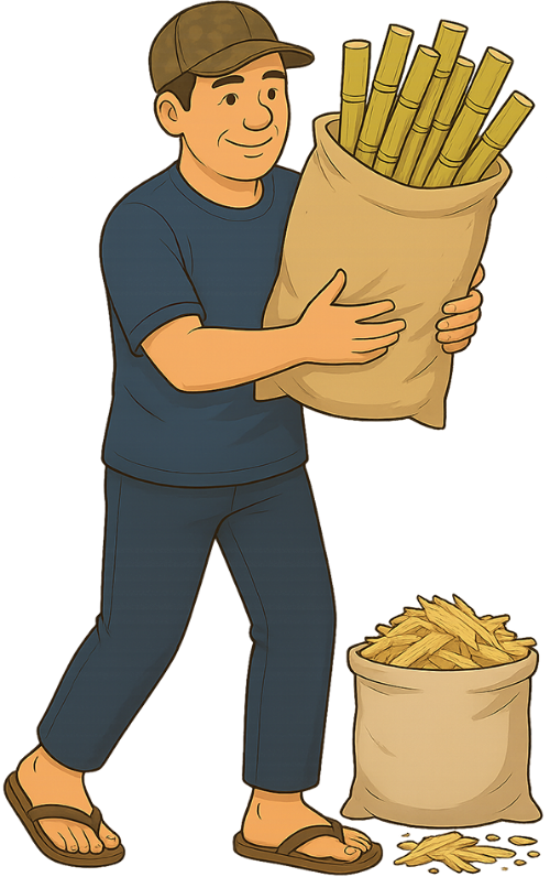 Ông chú, bê bao mía, đàn ông, mía, bao tải, uncle, carrying bag of sugarcane, man, sugarcane, sack