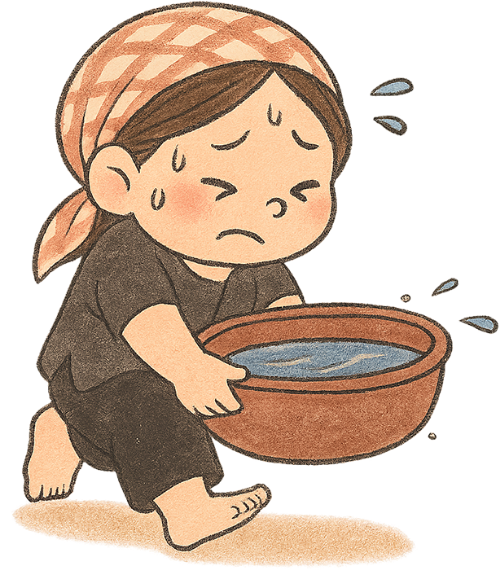 Cô gái, bưng bê, phụ nữ, mệt mỏi, thau nước, dễ thương, girl, carrying, woman, tired, basin of water, cute