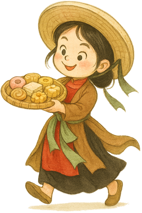 Cô gái, bê đồ, phụ nữ, giỏ bánh, đi bộ, vui vẻ, dễ thương, girl, carrying items, woman, basket of snacks, walking, cheerful, cute