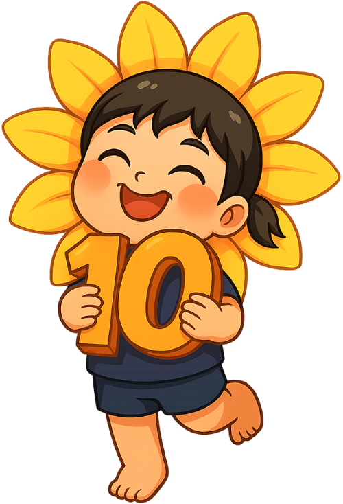 Bé trai, số 10, hoa hướng dương, boy, ten, em bé, baby, sunflower