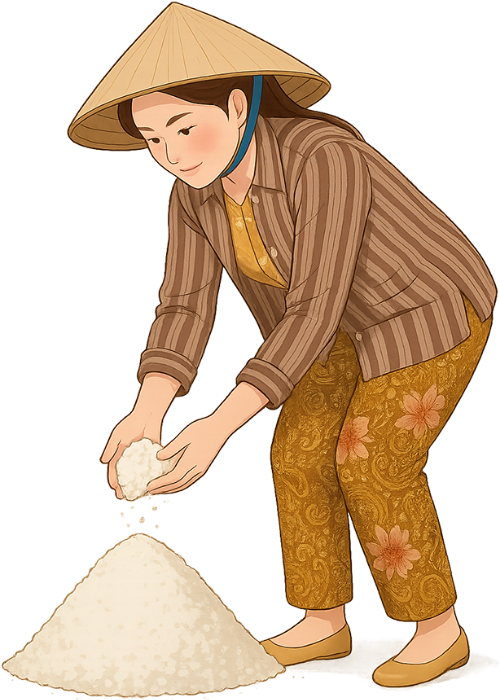 Cô gái, làm muối, phụ nữ, muối, nón lá, girl, making salt, woman, salt, conical hat 2
