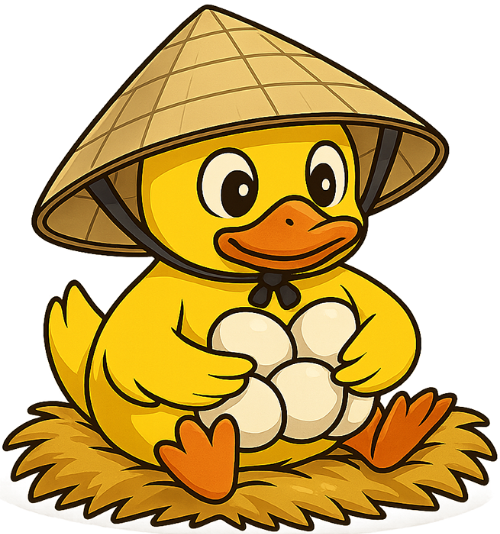 Vịt, ấp trứng, nón lá, trứng, trứng vịt, dễ thương, duck, hatching eggs, conical hat, egg, duck egg, cute