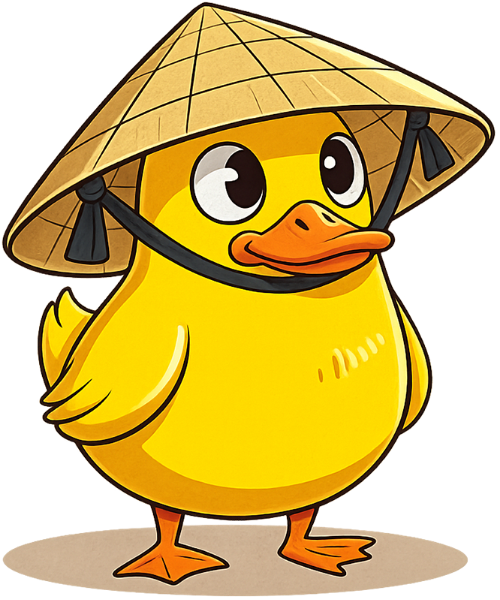 Vịt, vui vẻ, nón lá, dễ thương, duck, cheerful, conical hat, cute