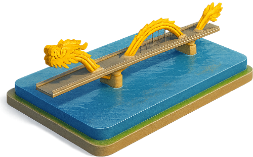 Mô hình, cầu rồng, sông, nước, con sông, cây cầu, model, dragon bridge, river, water, river, bridge