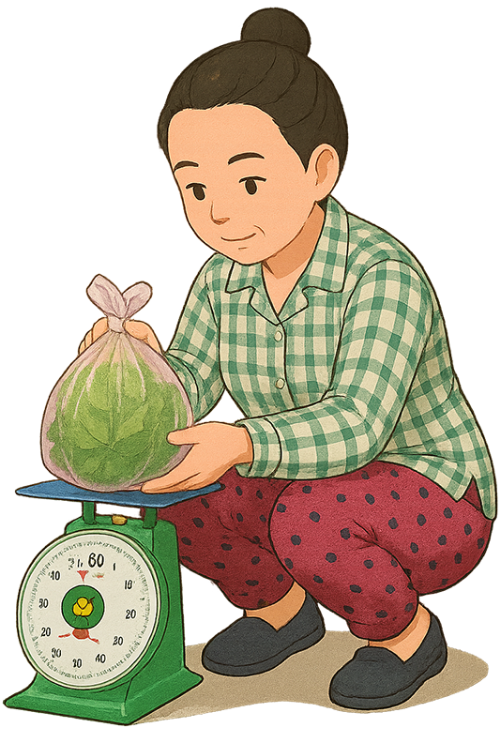 Bà cô, cân rau, phụ nữ, rau, túi rau, cân, aunt, weighing vegetables, woman, vegetables, bag of vegetables, scale