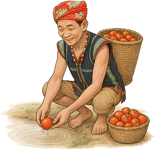 Ông cụ, rửa cà chua, đàn ông, cà chua, giỏ mây, old man, washing tomato, man, tomato, rattan basket